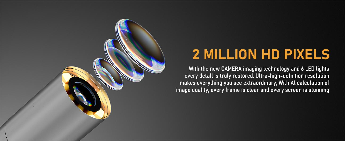 Two-Way Articulating Borescope Camera with Light, Industrial Endoscope Inspection Camera with Light, 0.24in Articulated Probe, 5FT Flexible Snake Scope for Wall Automotive Engine Plumbing HVAC Inspect