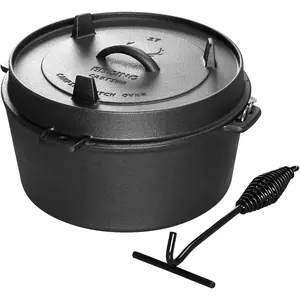 EDGING CASTING Pre-Seasoned Cast Iron Camping Dutch Ovens, Outdoor Camping Dutch Oven Pot with Lid Tripod, 6 Quart