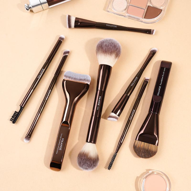 MAANGE 8pcs High-end Makeup Brush Set, Makeup Brushes Kits, Foundation Brush Loose Powder Brush Eyeshadow Brush Eyebrow Brush Blending Brush Nose Shadow Brush Eyeliner Brush Eyelash Brush, Perfect Gift for Beauty Enthusiasts