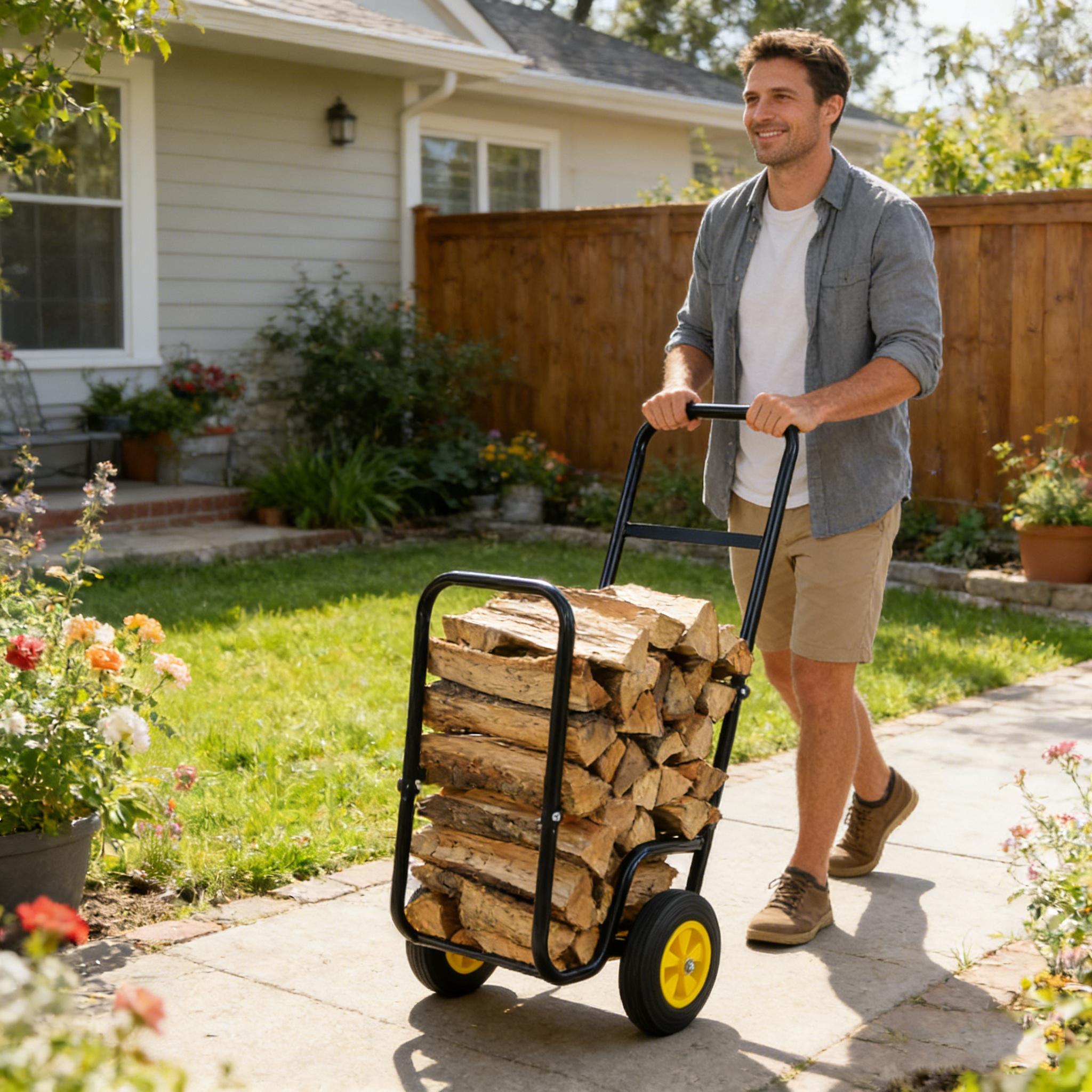 Heavy Duty Firewood Log Cart Dolly 39.37