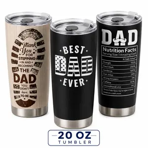To My Step Dad Husband 20oz Tumbler with Lid and Straw Stainless Steel Insulated Vacuum Flask Coffee Cup Special Father's Day Gift