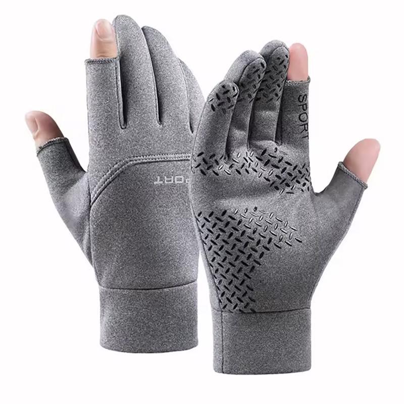 Winter Fishing Men's Gloves Women Cycling Warm Anti-Slip Gloves for Fishing Sports Touch Screen Two Fingers Cut Outdoor Angling