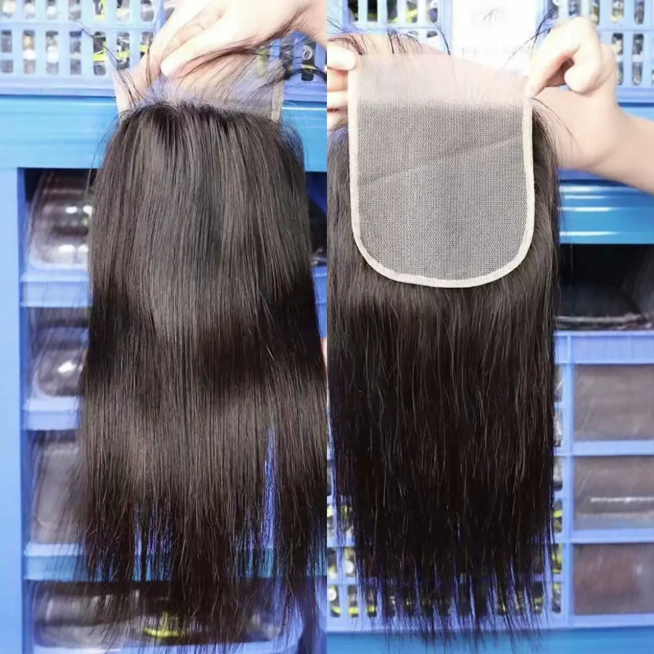 5x5 Lace Frontal Closure, 100% Human Hair Piece in Natural Color for Hair Extensions and Wigs, Unisex