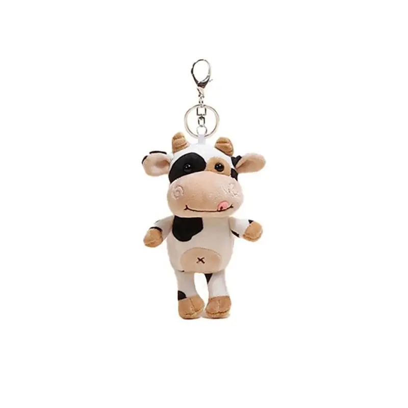 1PCS 16cm Soft Ox Mini Plush Doll, Animal Keychain, Cute Pendant Decoration for Women's Bags (As Shown)