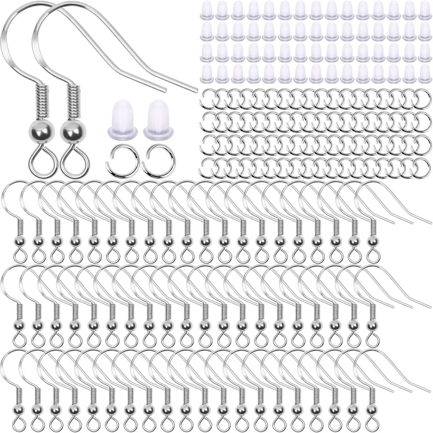 600 count Earring Making Kit with  Hooks, Jump Rings, & Rubber Backs ()