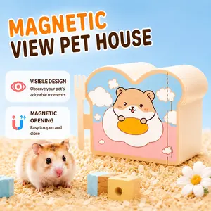 PP Plastic Magnetic Hamster Hideout House, Suitable for Acrylic Cages, No Drilling Required, Magnetic Installation, Small Animal Nest, Hamster Cage Habitat, Ideal for Dwarf Syrian Hamsters