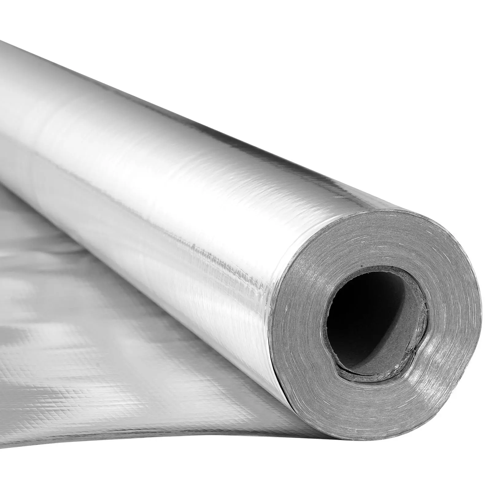 Double Reflective Insulation Roll, Non-Perforated Woven Fabric Radiant Barrier, 0.15mm 48 inx 125 ft, Double-Sided Aluminum Foil Heat Reflective Shield, Thermal Insulation Roll for Window Roofs