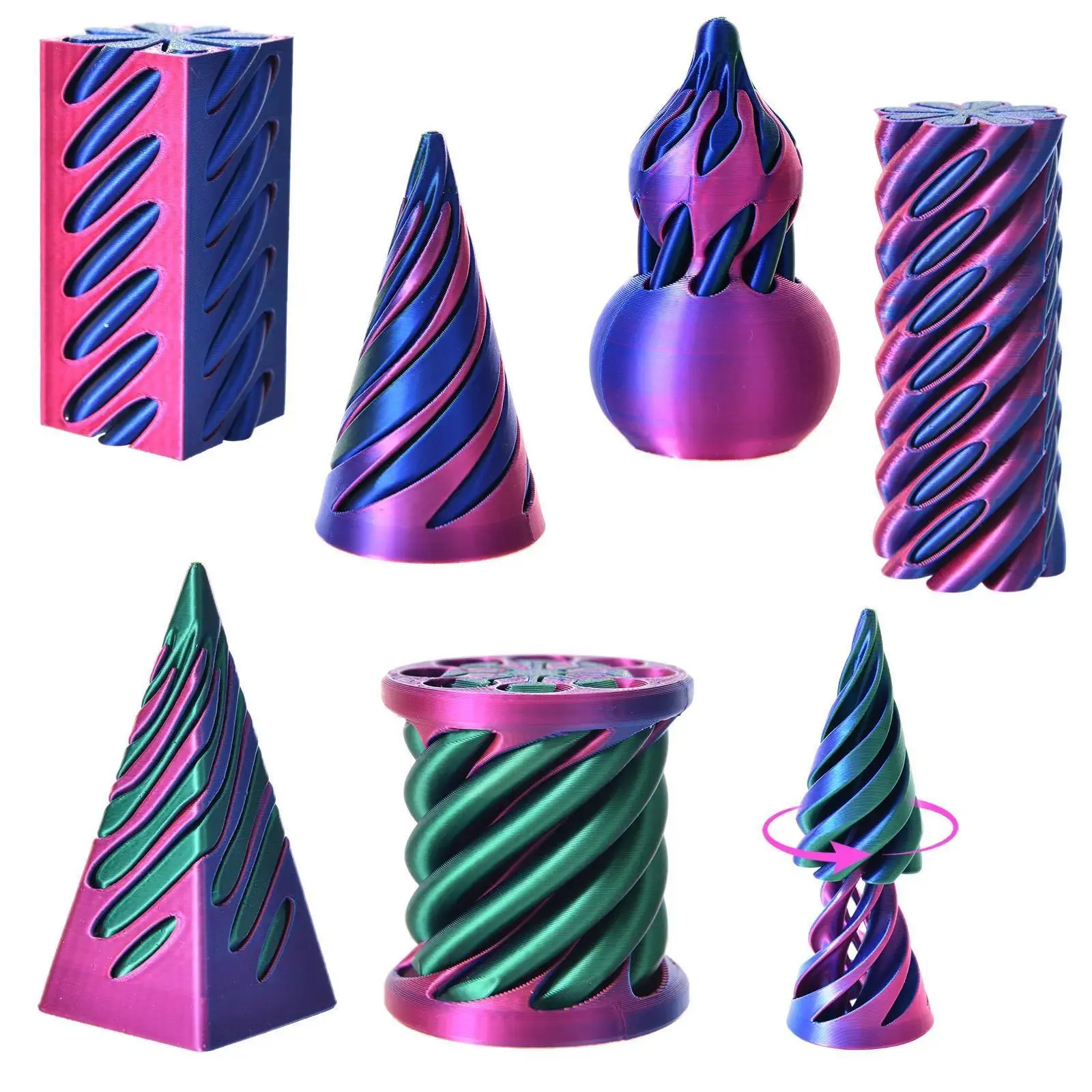 6pcs Optical Illusion Fidget Toy Set - 3D Printed Geometric Spiral Cone & Impossible Pyramid Stress Relief Toys, Compact with Comfortable Grip for Kids, Boys, Carnivals, Classmates Anxiety Relaxation