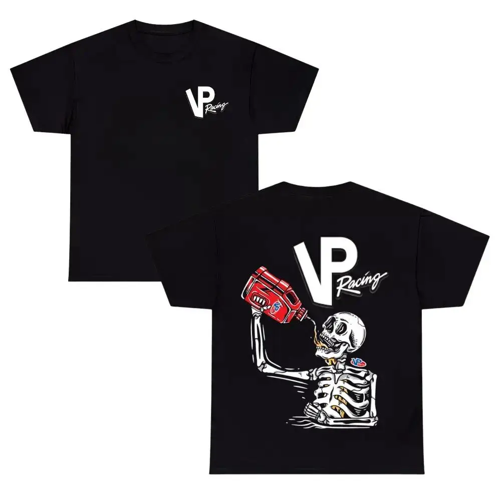 VP Racing Cotton Short-Sleeve T-Shirt - Black Mens Apparel Top with Skeleton Graphic, Bold VP Logo, Fuel Jug Artwork, Casual Streetwear for Motorsports Fans s0713, Tops, Shortsleeve, Clothes, Menswear, Soft, Round Neck, Bold Logos, Tee, Graphic Tees, Brea