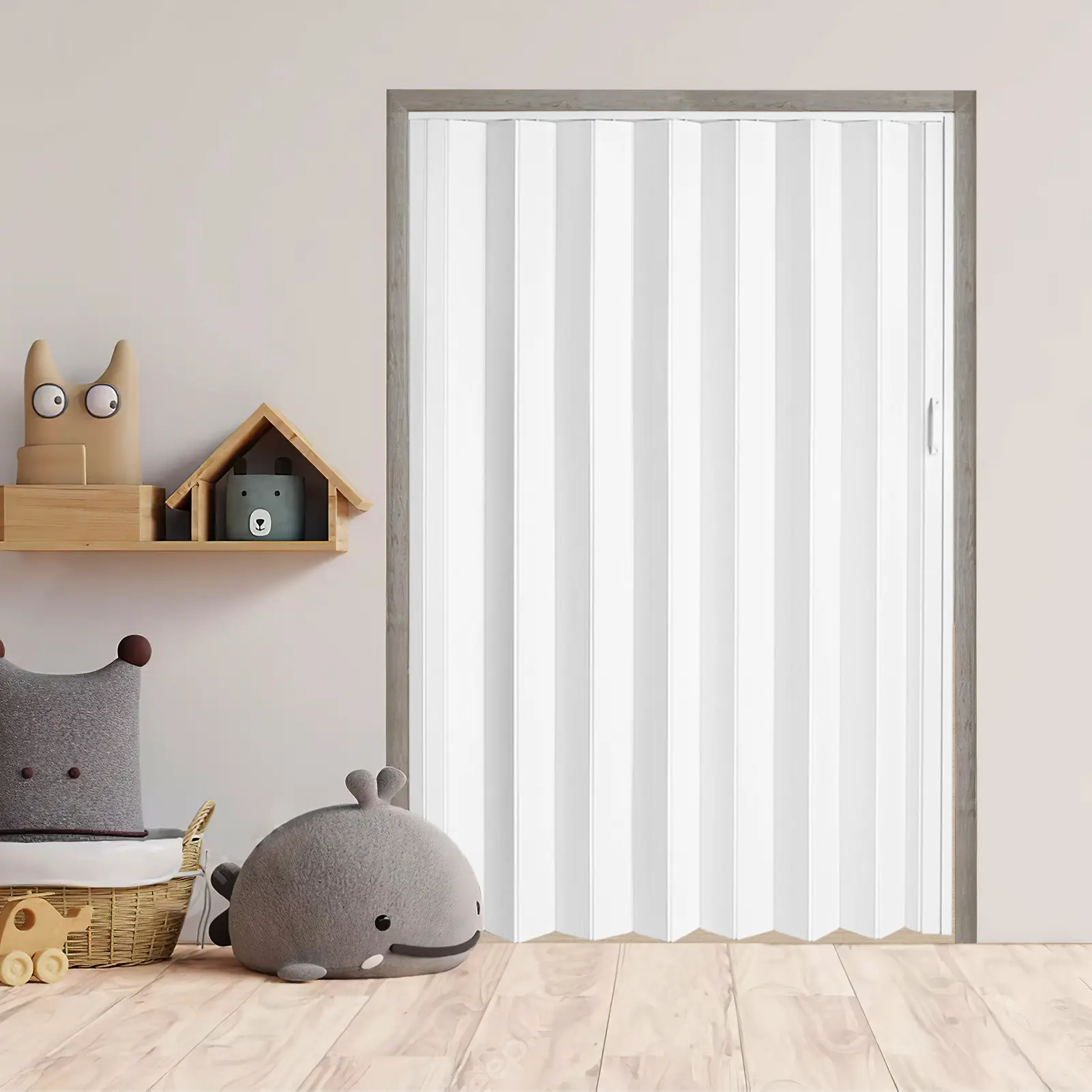 PVC Body Accordion Sliding Door - 60x80 in Space Saver Closet Door with Simple Fold, Includes Hardware, Handle & Lock for Bedroom, Living Room