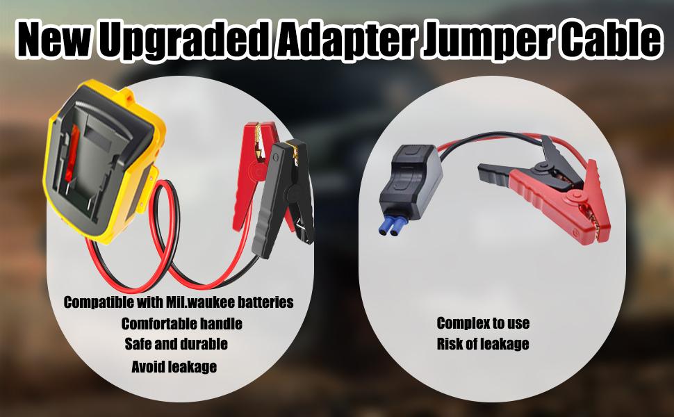 Jumper Cable Clamps with Adapter for Dewalt 20V Battery, 2FT 8AWG Portable Battery Dewalt Jumper Starter Automotive Booster Cables Power for Car Jump Starting Using Tool  BatteryNot Included