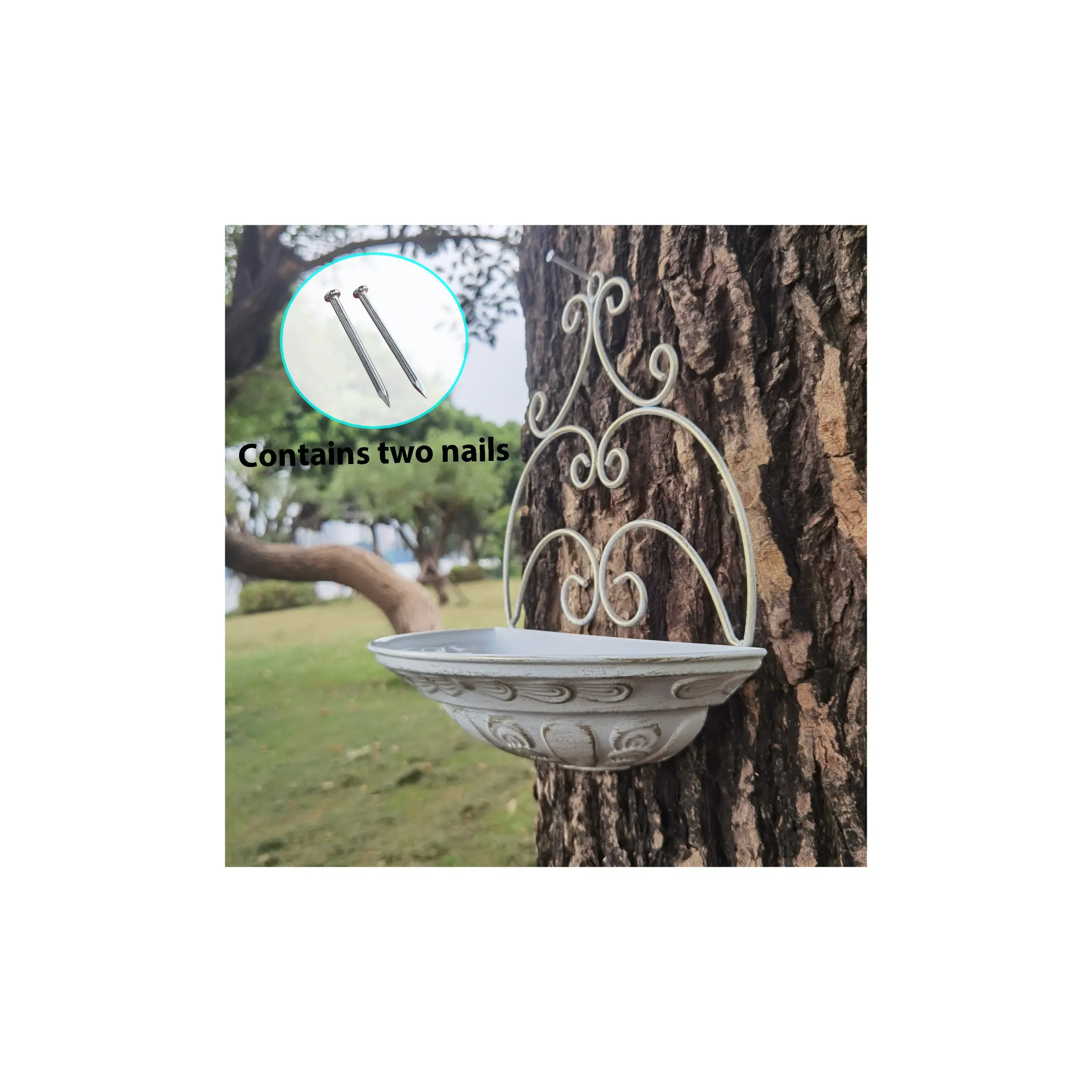 Outdoor Bird Bath Nordic Style, Detachable Bird Feeder Water Bowl, Succulent Vase or Hydroponic Container, Garden Wall, Fence, Corridor, Terrace
