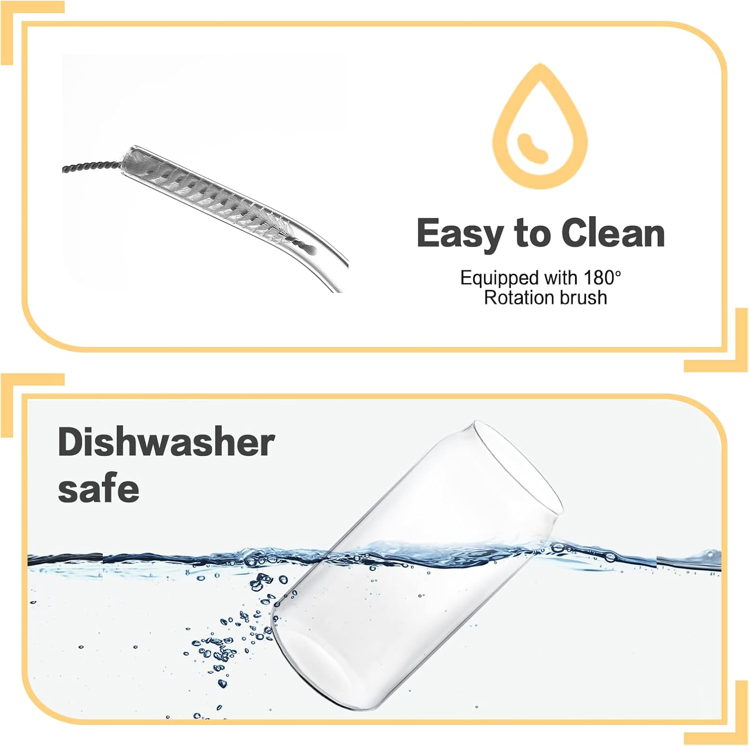 Glass Cups with Bamboo Lids and Straws 4pcs Set, 16oz Can Shaped Drinking Beer Glasses, Iced Coffee Cups, Cute Tumbler with 1 Cleaning Brush, Ideal for Cocktail, Whiskey, Tea, Gift