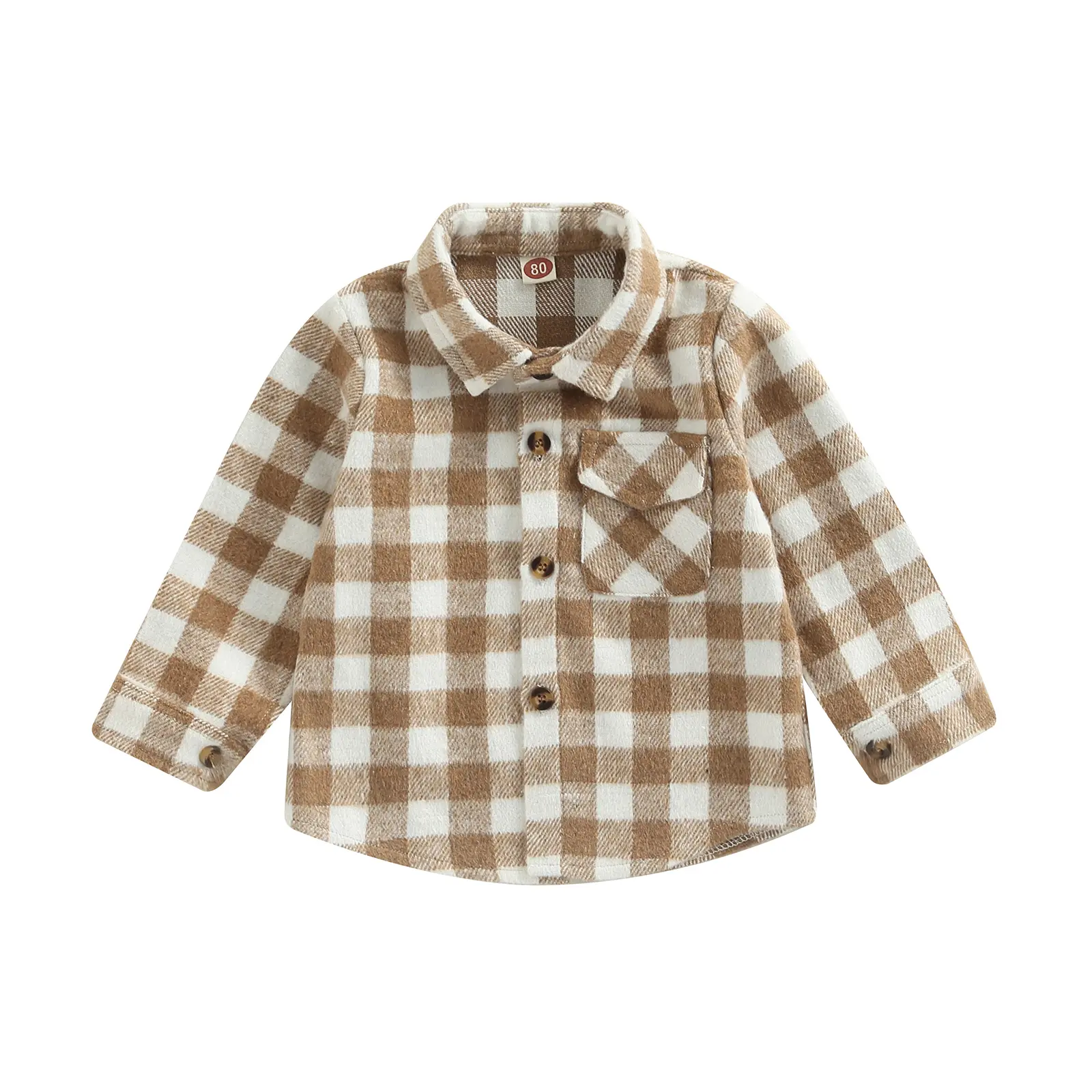 Toddler Baby Boy Girls Flannel Shirts Jacket Long Sleeve Button Down Shacket Baby Plaid Fall Coat Tops Outwear