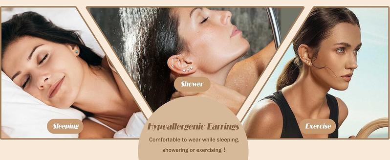 Jstyle Hypoallergenic Flat Back Stud Earrings for Women Men Surgical Stainless Steel Earrings for Sensitive Ears Cartilage Earring Small Studs Earrings Set Stacks Screw Back Earrings Piercing