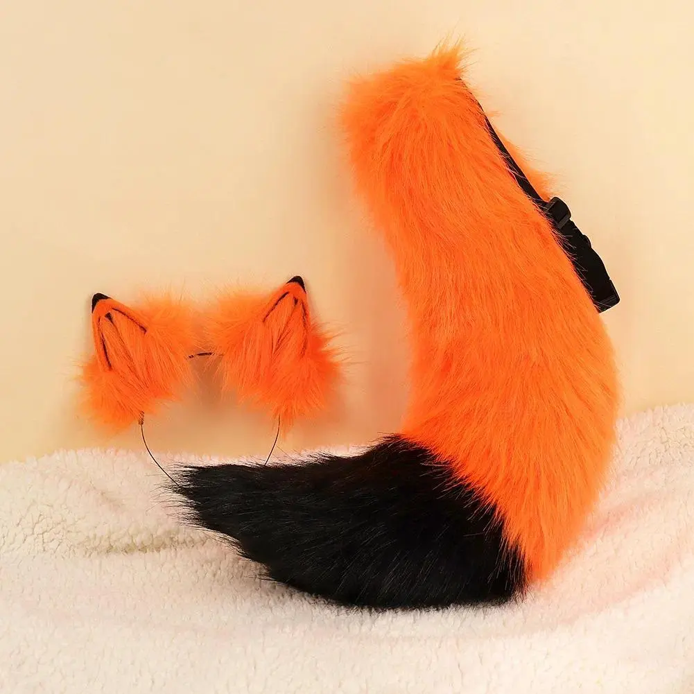 Handmade Plush Halloween Cosplay Accessories - Simulation Wolf Tail Suit, Wolf/Fox Ears, Furry/Animal Ear Party Clothing, Comic Props for Men and Women, Furry Cosplay Party Clothing