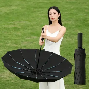 60-Bone Automatic Umbrella, Folding Wind-Resistant Sunshade, Windproof Umbrella, UV-Blocking Sun Umbrella, Portable Outdoor Protection, 1pc