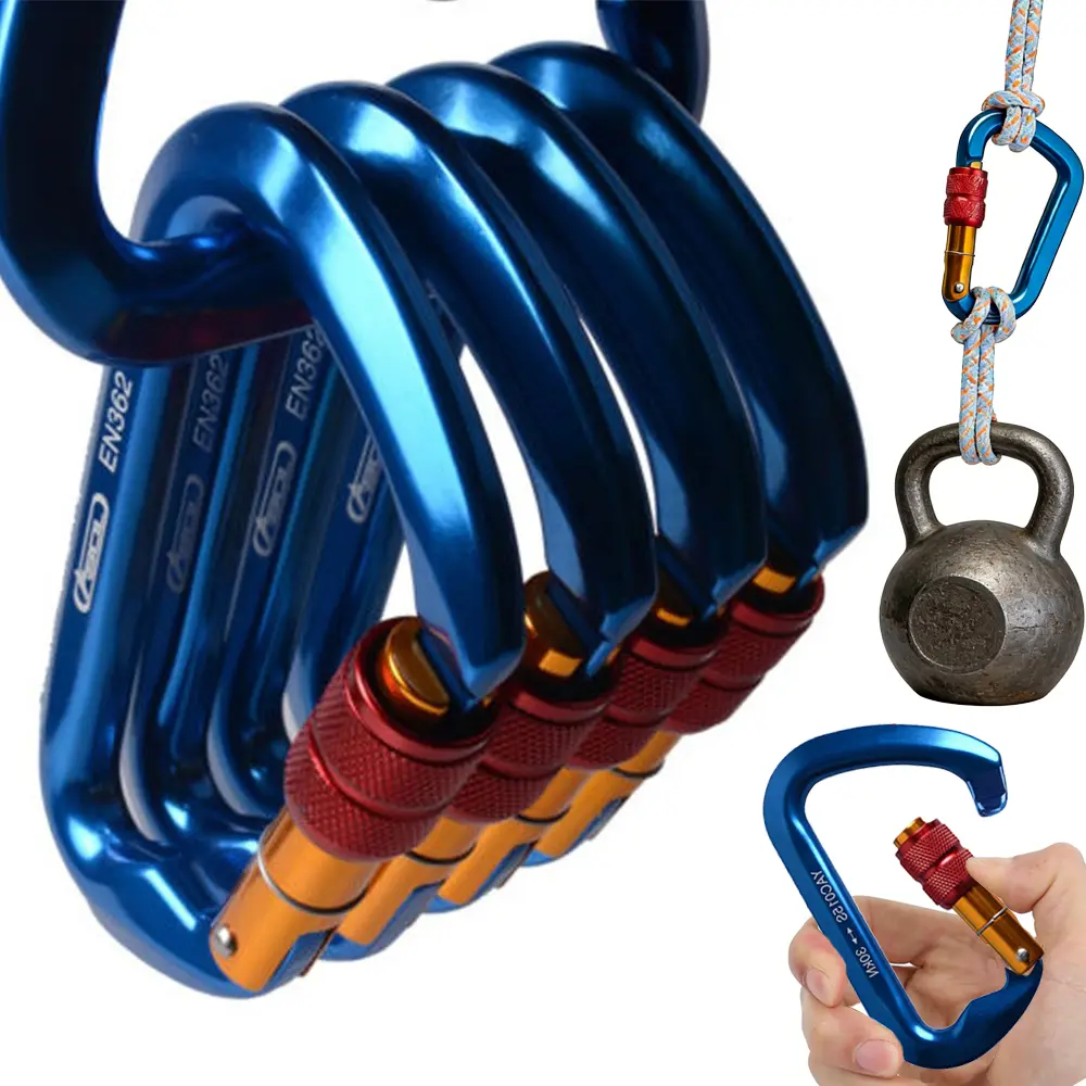 Carabiner Clip - Heavy Duty Carabiners 30KN Carabeaner D Ring Shape,Key Chain Clip Hook,Keychain Clip,Multipurpose for Camping, Hiking,Backpacking or Other Outdoor Activities