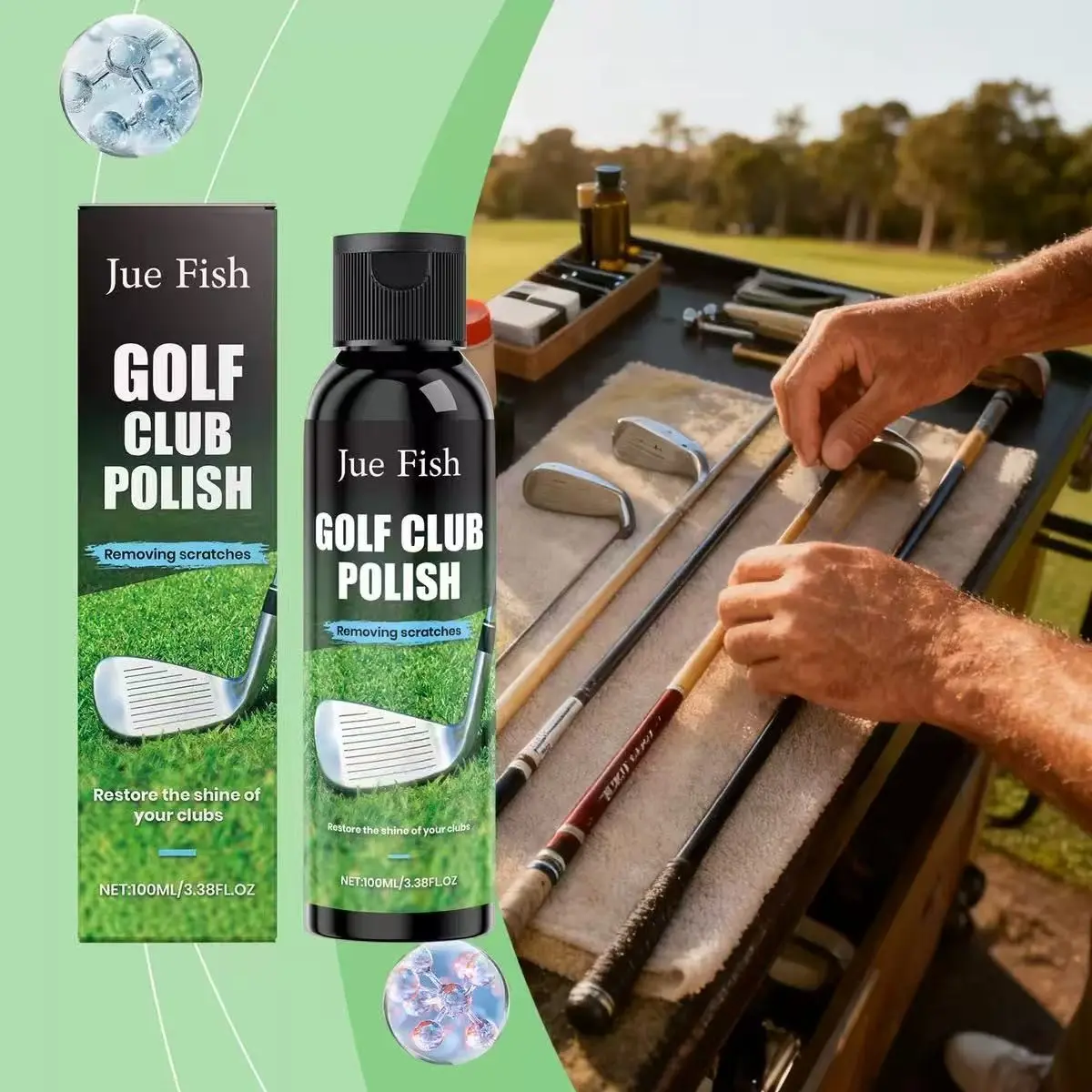 Jue Fish Golf Club Scratch Cleaner, Gentle Cleaning Agent, Brightens Surface, Daily Care Polish, Ideal for Golf Equipment Maintenance, Golf Accessory