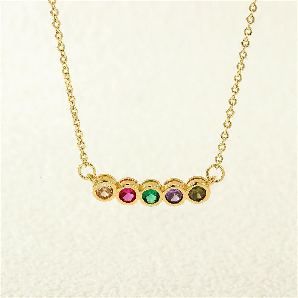 Women’s Birthstone Necklace – Delicate Gold Plated Bar Pendant with Multiple Vibrant Birthstones, Fashion Layering Jewelry for Work, Parties or Travel, Thoughtful Gift Idea for Mom, Grandma, Girlfriend or Wife on Christmas, Valentine’s Day or Birthday