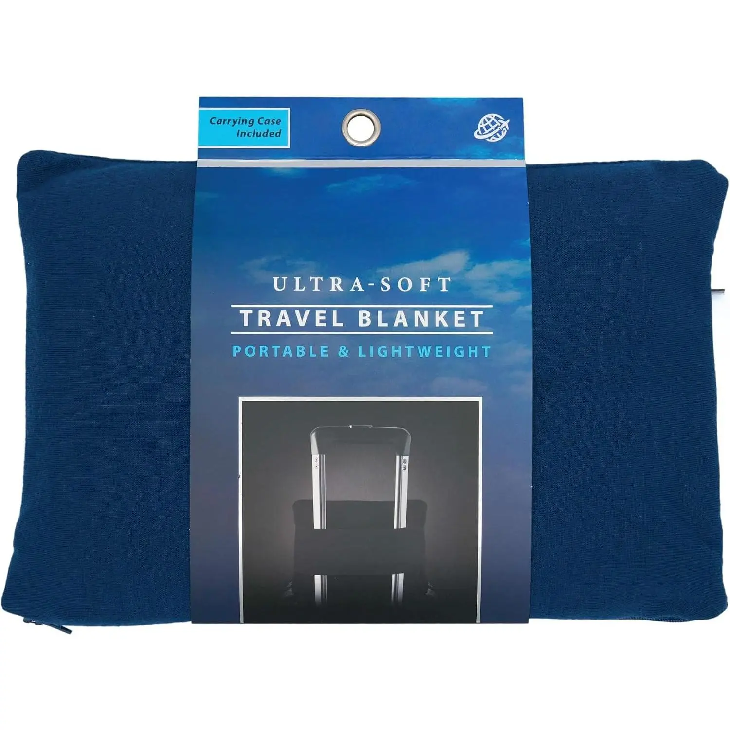 Travel Blanket - 2-in-1 Super Soft Lightweight Throw Blanket with Carrying Pouch, Airplane &  Travel Essentials, Blue