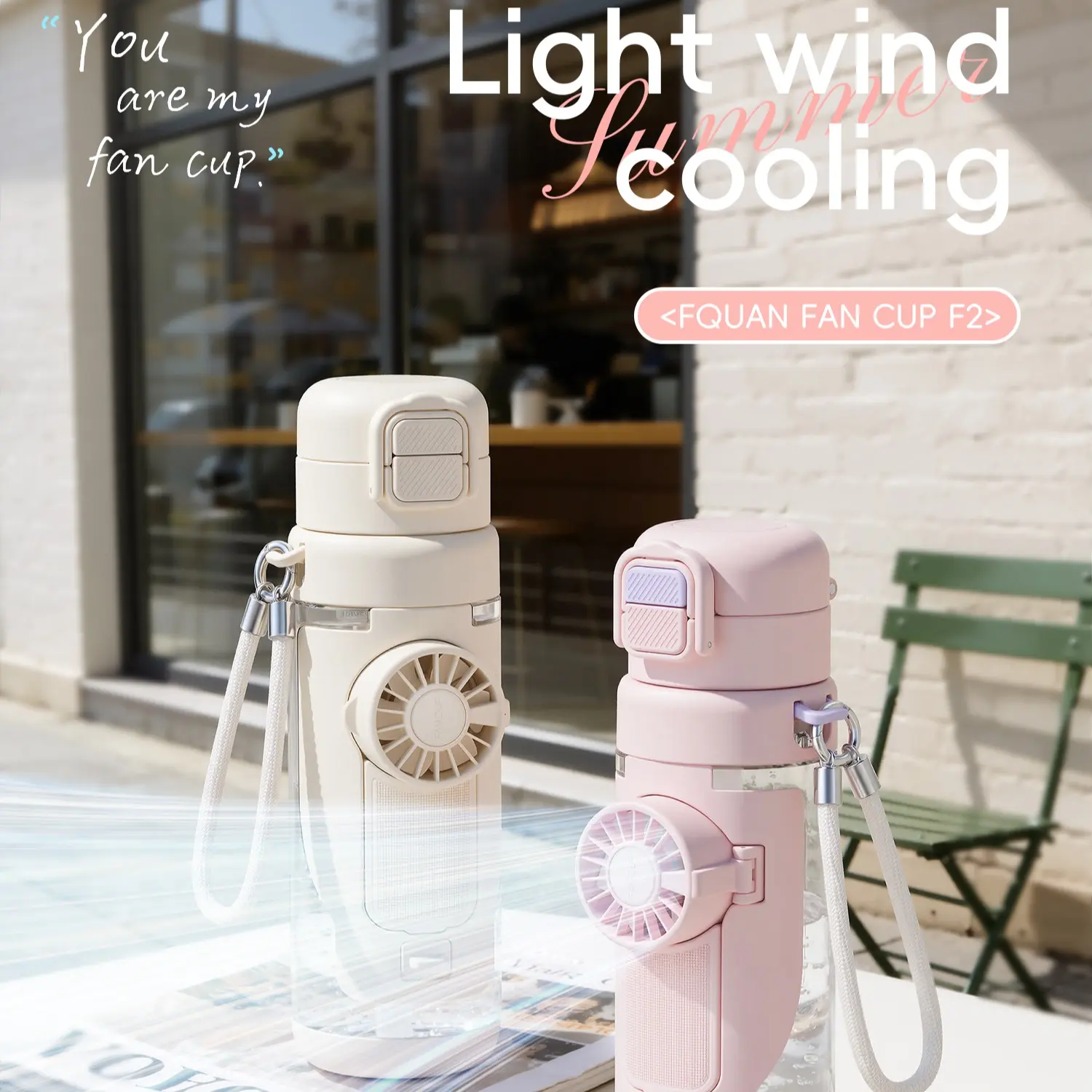 High-Style Fan Water Cup for Men and Women, New Summer 2026 Cooling Sports Bottle, Student Exclusive Portable Cup