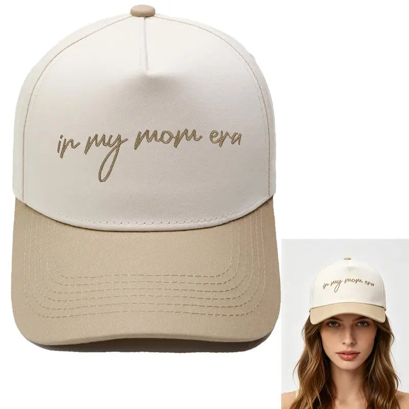 Effortless Glamour Aesthetic "In My Mom Era" Baseball Cap Cotton Canvas Neutral Beige Hat Y2K Viral Clean Girl Minimalist Daily Sun Visor
