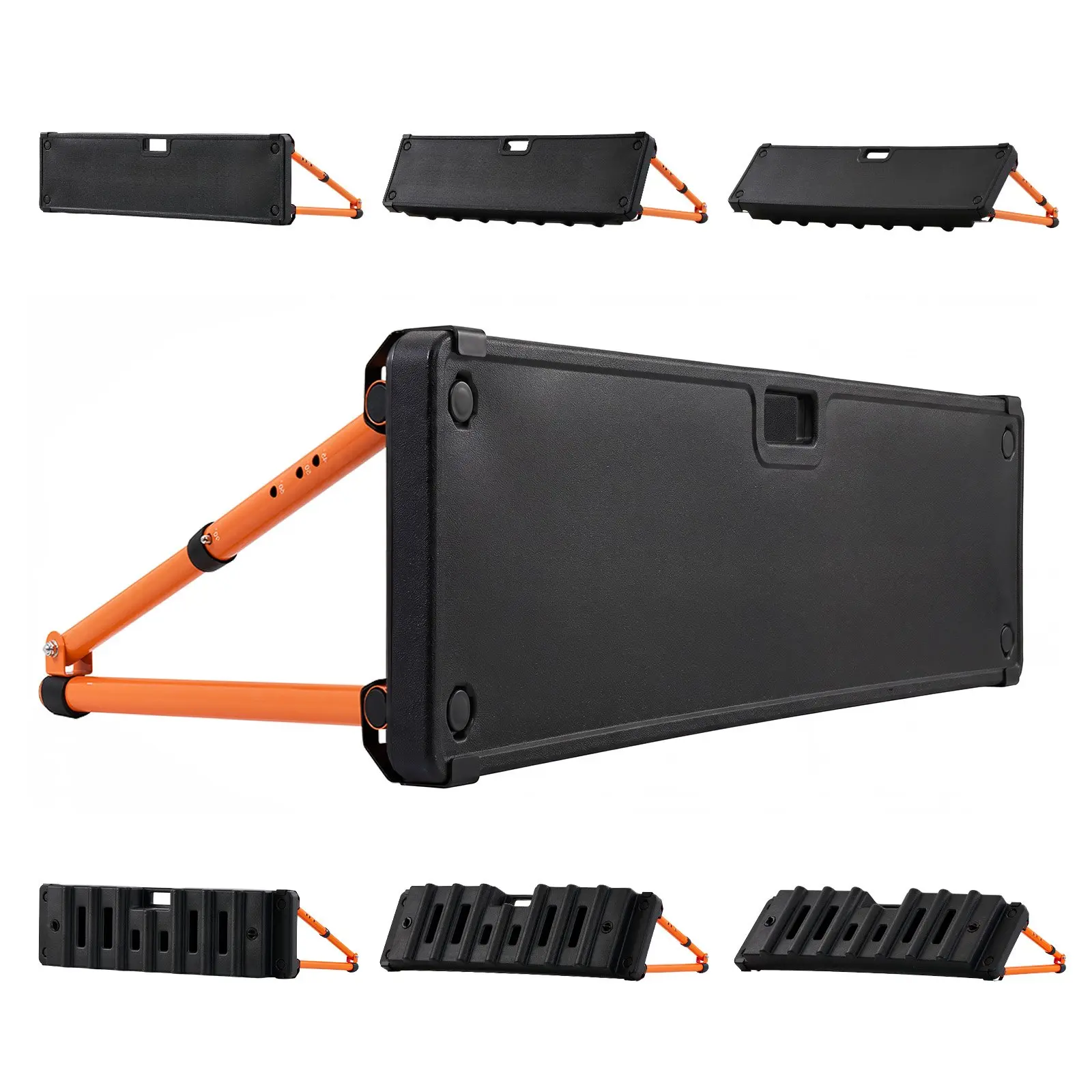 VEVOR Soccer Rebounder Board, 37.4x9.8in Dual-Sided Carbon Steel Rebound Wall, 4 Adjustable Angles, Water-Fill Base Portable Setup Trainer, Ground Stakes, Drain Easily for Passing Drill & Shooting Practice