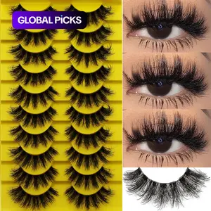 Fluffy False Eyelashes, 10 Pairs Faux Cluster Lashes, Curling Eye Makeup Strip Lashes, Volumized False Eyelashes for Eye Makeup Enhancement, Eyelash Falsies, Cosmetic