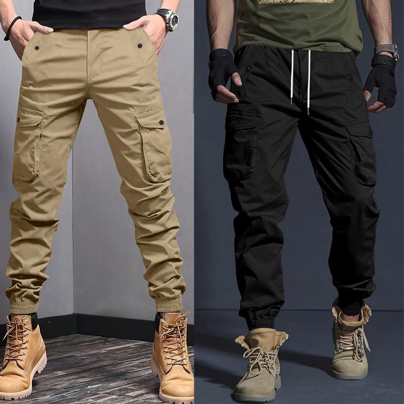 Men's Pants Spring and Autumn Overalls Youth Slim-Fit Outdoor Multi-Pocket Pants Casual Pants Tie-up Pants