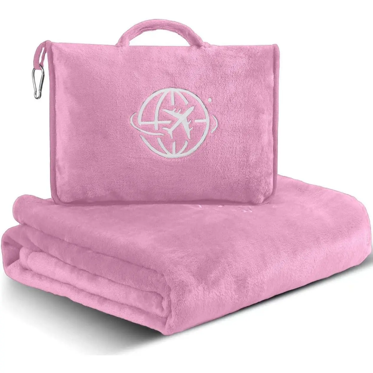 2-in-1  Blanket and Pillow – Lightweight, Compact, Ultra Soft, Machine Washable – Handle, Luggage Sleeve, Backpack Clip – for Trave Airplane, , Office (light )
