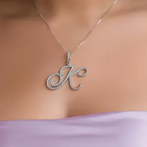 [ICE HUE] 18K Gold Vacuum Plated Copper Initials Necklace with 5A+ Sri Lanka Zircon A-Z Personalized Pendant, Miami-Italy-Mexico & Micro Inspired Luxury Costume Jewelry for Women, Daily Wear & Gift