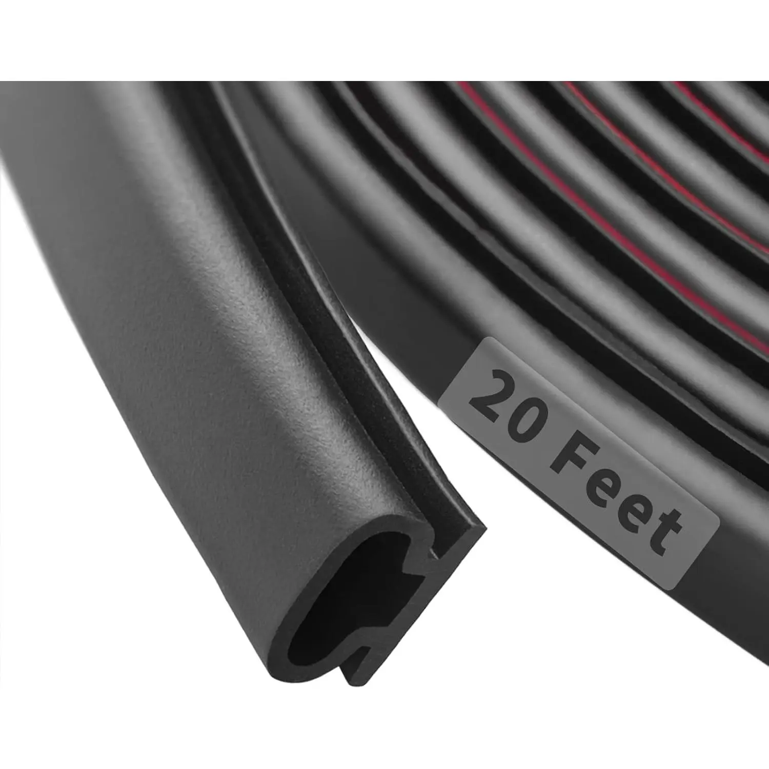 20  Rubber Weather Stripping Door Seal Strip, Self-Adhesive Backing D-Shape Door Weatherstripping for Door Frame Insulation Large Gap, Easy Cut to Size(Black)