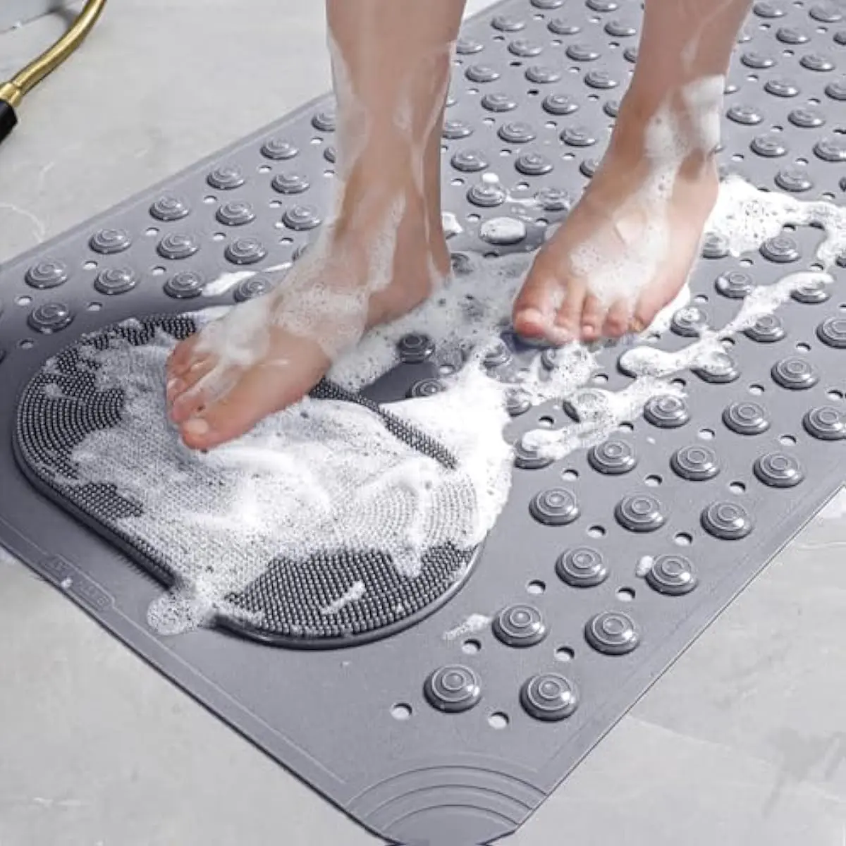 Bath Tub Shower Mat, 27x14 inch Non Slip Bathtub Mat with Suction Cups, Anti Slip Shower Mat with Drain Holes Suction Cups,Shower Foot Scrubber Mat, Foot Massage Bath Mat