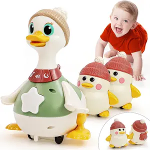 Baby Toys 6-12 Months Musical Dancing Duck Toy Set with Mama and Babys Tummy Time Toys, Crawling and Interaction Modes 1 Year Old Girl Boy Baby Stocking Stuffers
