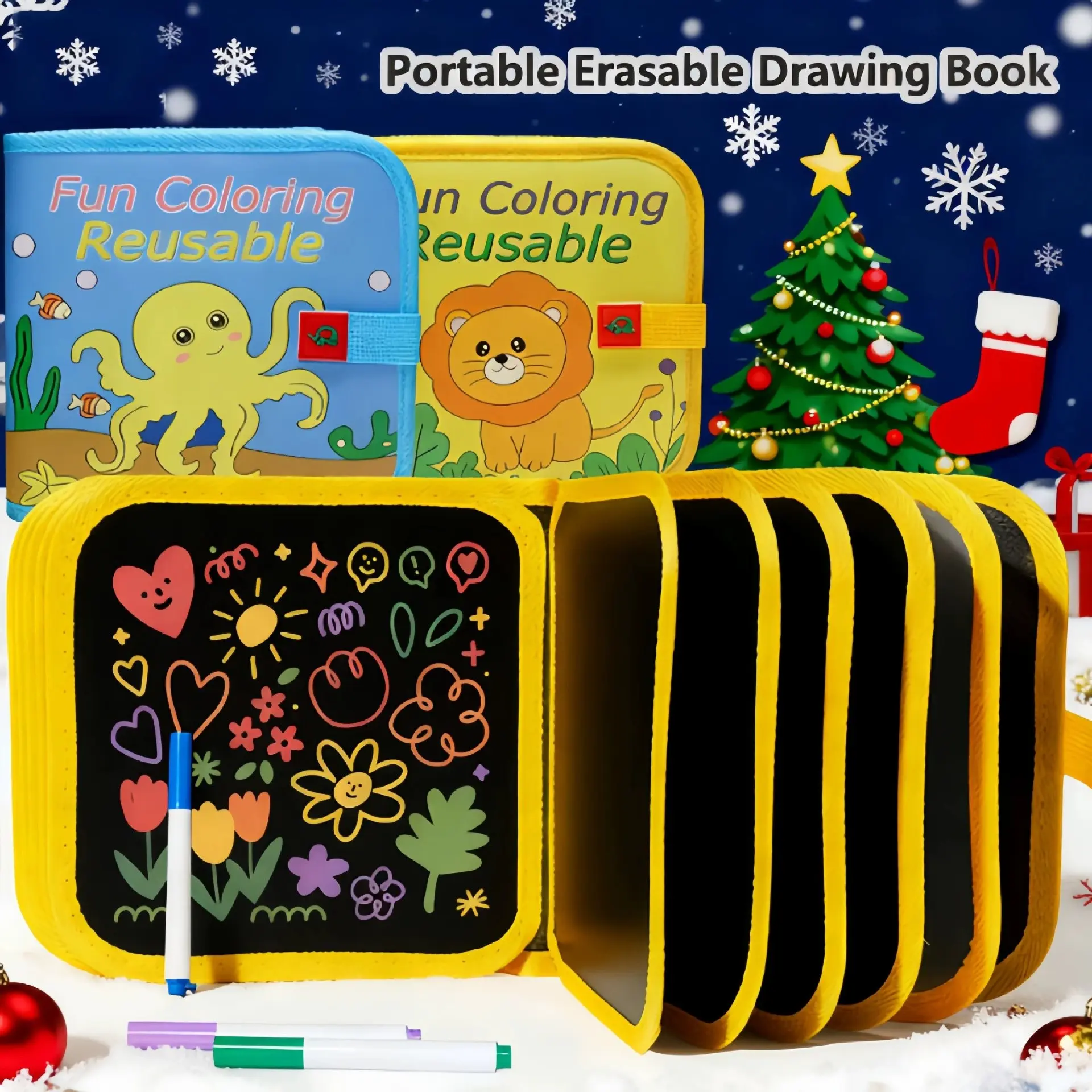 Portable Drawing Pad Set, Erasable Art for Kids Ages 6-12, Creative Craft Kit, Coloring Book, Birthday Party Gift Toy