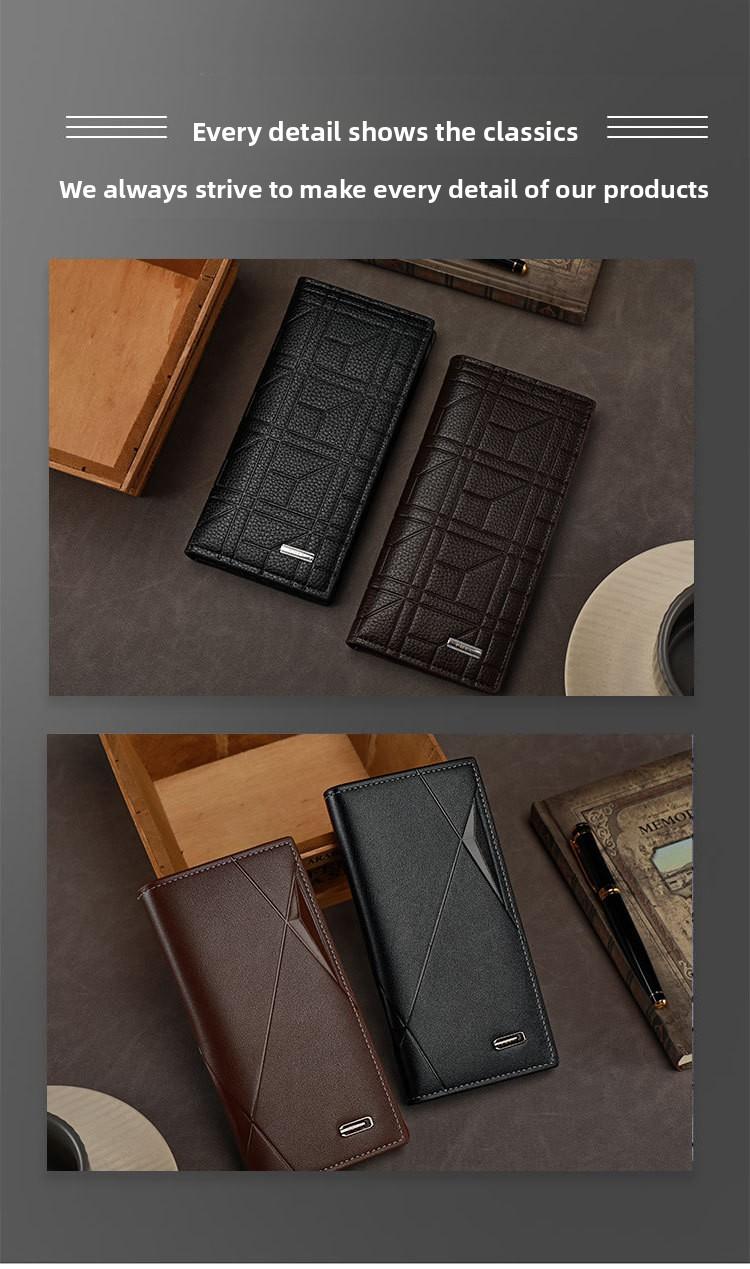 2026Wallet Men's Long Suit Bag PU Leather Three-in-One Multi-Card-Slot Card Holder Wallet Fashion Change Document Package in Brown & Black