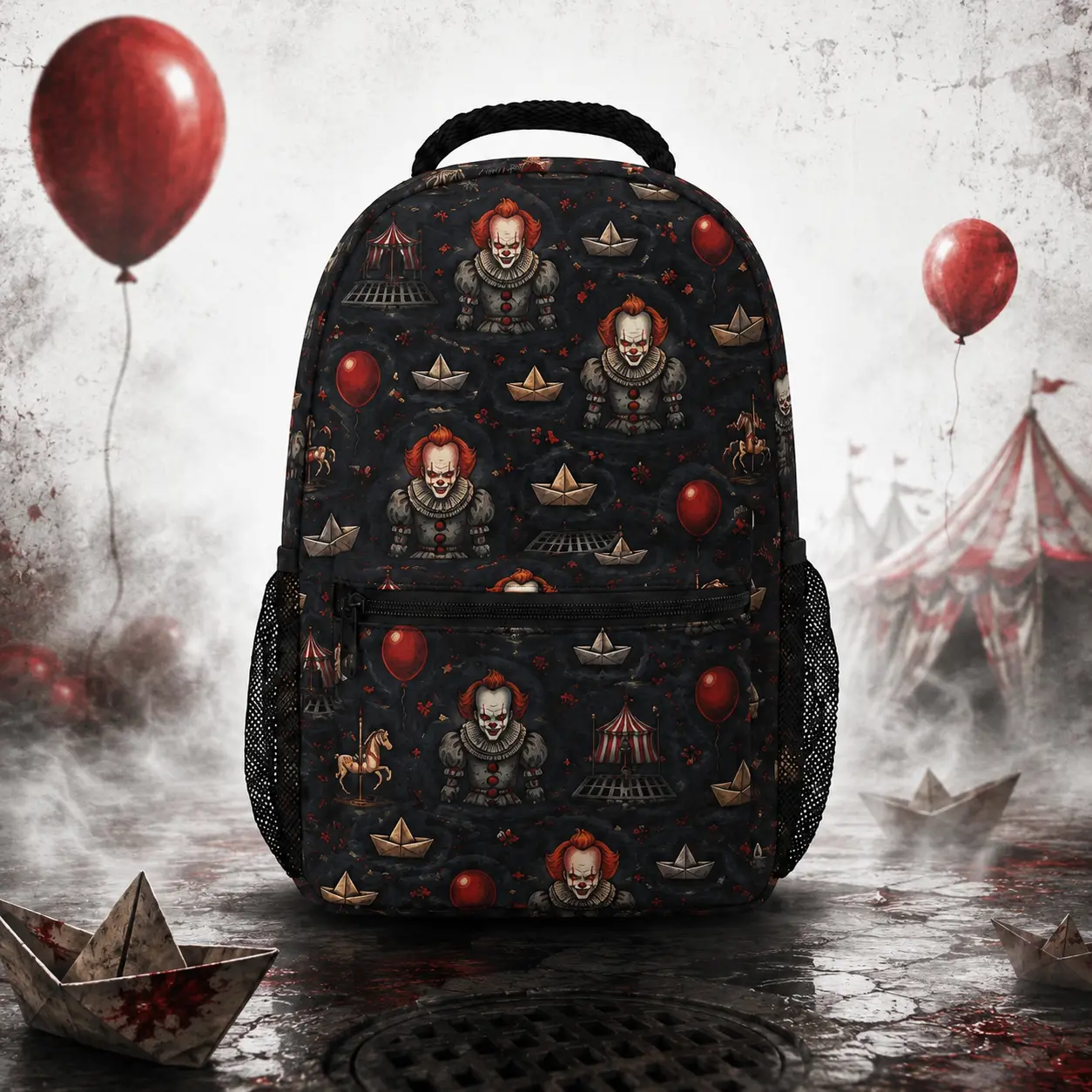 Pennywise Horror Backpack IT Clown School Bag Halloween Backpack Dark Aesthetic Travel Bag for Teens,sport backpack