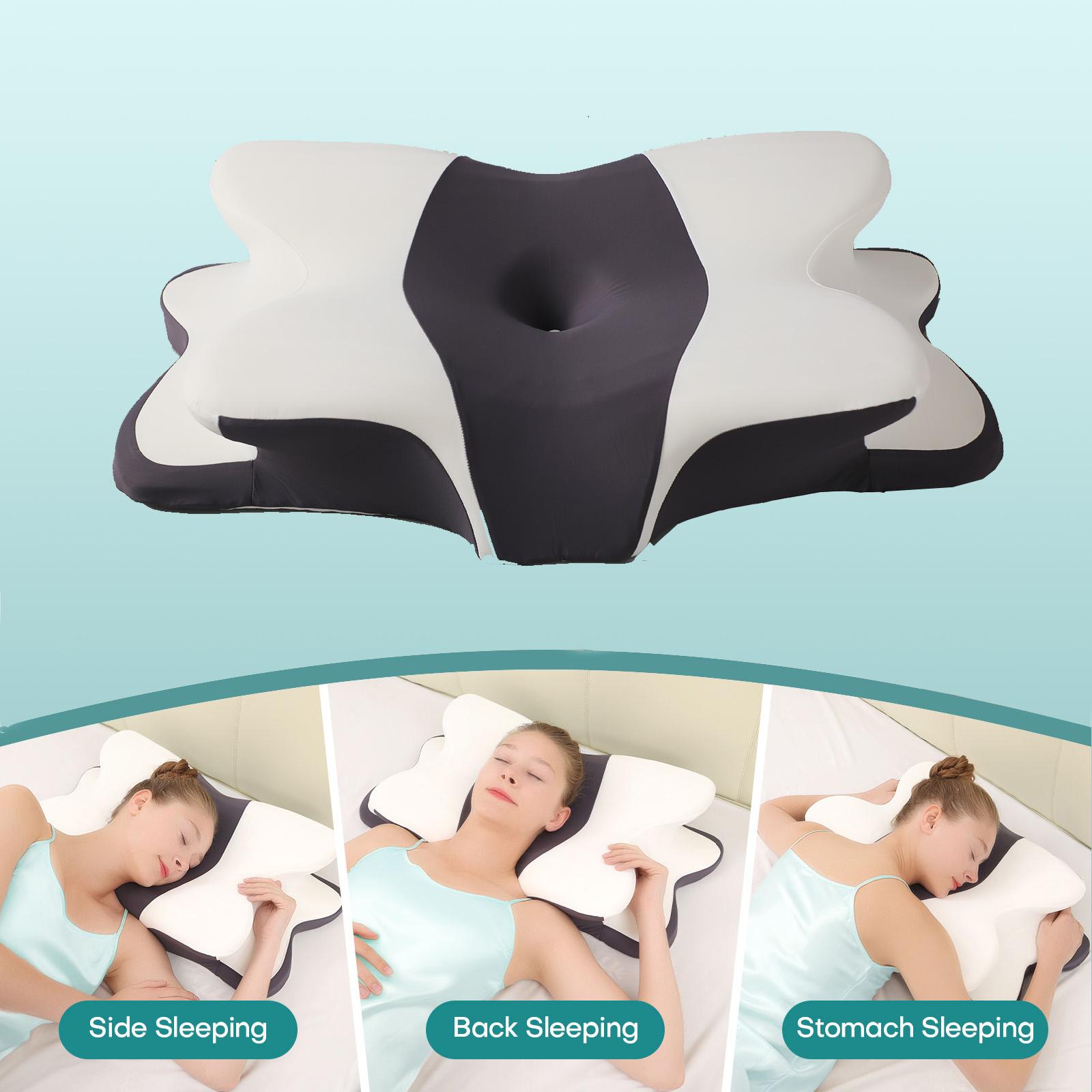Double-Sided Zoned Contour Neck Pillow - Dual-Height Supportive Memory Foam - Cool-Breathable Pillowcase, Enlarged Armrest Section - Center Groove Design, Ultra-Soft for Side, Stomach & Back Sleepers #TOP PICKS