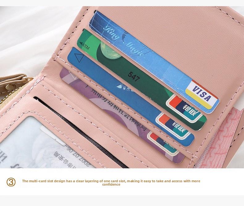 1pc Cute Cat Cartoon Coin Purse Girls Short Wallet PU Leather Large Capacity Lightweight ID Card Holder Mini Wallet Fashion