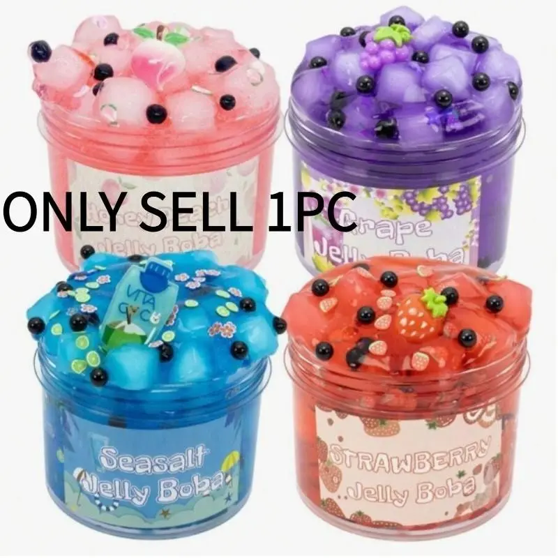 Soft Non-Sticky Slime Toy with Strawberry, Grape, Peach Flavors, Crystal Material, Ideal Christmas Decoration, Party Gift, Birthday Present