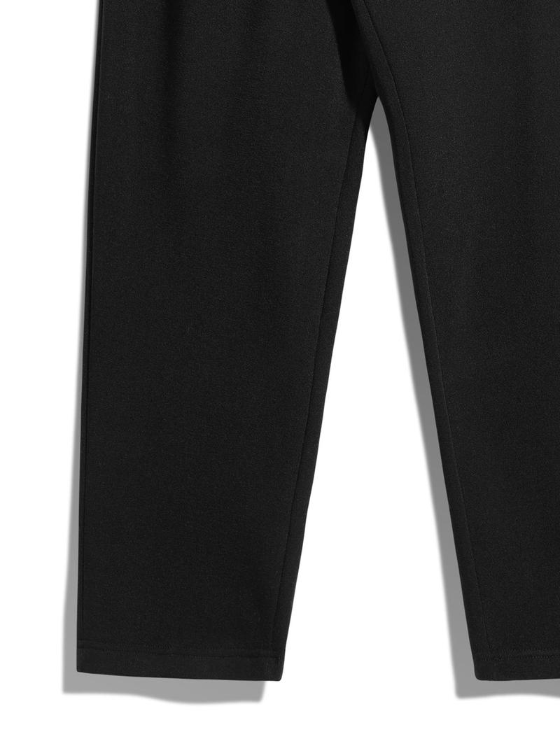 Men's Solid Drawstring Waist Thermal Lined Sweatpants Casual Comfy Sweatpants Straight Leg Pants & Jogger Pants for Fall & Winter, Men's Trousers for Daily Wear