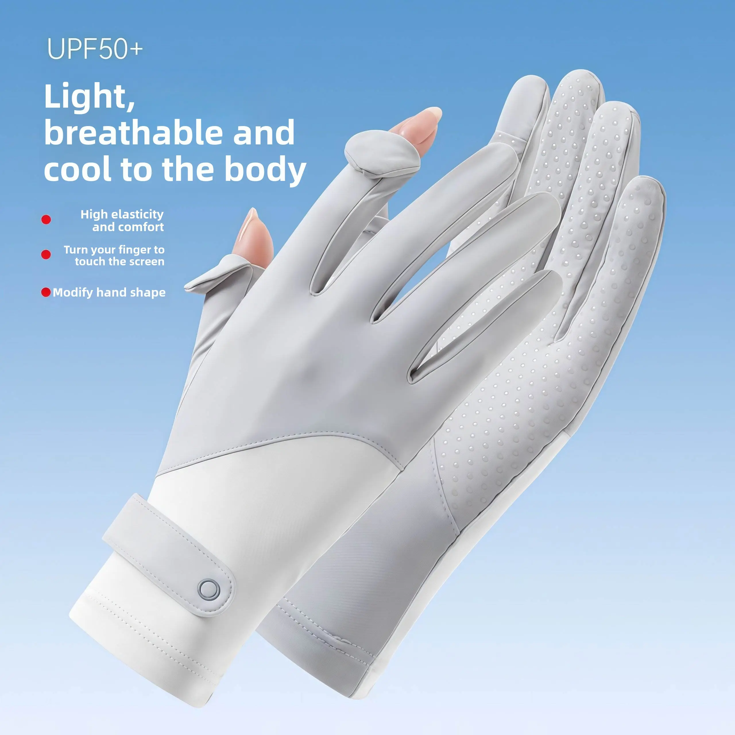 Women's Ice Silk Sun Protection Gloves - UPF50+ UV Protection, Non-Slip, Wear-Resistant, Breathable, Lightweight Sports Gloves for Cycling, Hiking, Outdoor Activities