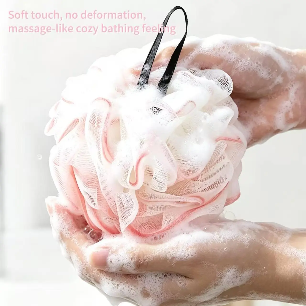 Fluffy Bath Ball, Soft Mesh Bath Flower, Home Use Bubble Bath Scrubber, Hangable Quick-Dry Bathroom Essentials, Comfortable Shower Accessory, Bath Accessories