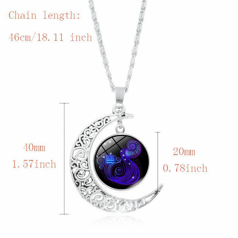 The Best-Selling 12 Constellation Necklaces in 2026 Twelve Zodiac Time Gemstones Moon Glass Pendants European and American Necklaces with Glowing Constellation Designs