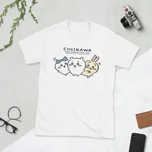 Leisure Chiikawas Usagi Hachiware T-Shirt for Men O Neck Pure Cotton T Shirt  Short Sleeve Tee Shirt Printed Tops