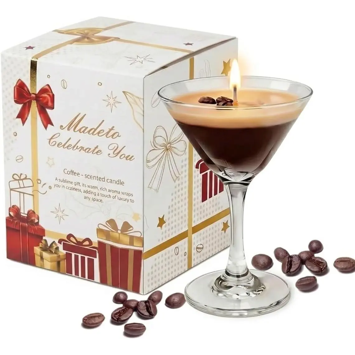 Espresso Martini Candle in Reusable Glass| Strong Scented Natural Soy Wax Coffee Candle, Home & Bedroom Decor| Unique Gifts for Women & Girls for Birthday, Valentine's Day, Mother’s Day