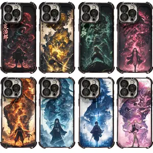 Demon Slayer Tanjiro Nezuko Zenitsu Electroplated Shockproof Phone Cases For iPhone 17 Promax Air 16 Pro 15 14 Plus 13 12 & Samsung S23-26, Corner Bumper Chrome Border Cover For Anime Fans Gifts