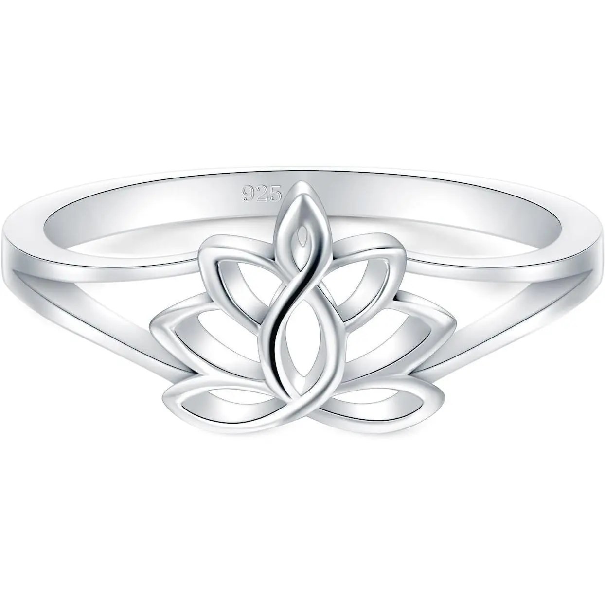 Silver Jewelry Ring - Lotus Flower Design, High Polish, Tarnish Resistant, Comfort Fit Bridal Engagement Wedding Fashion Ring, Jewelry Rings