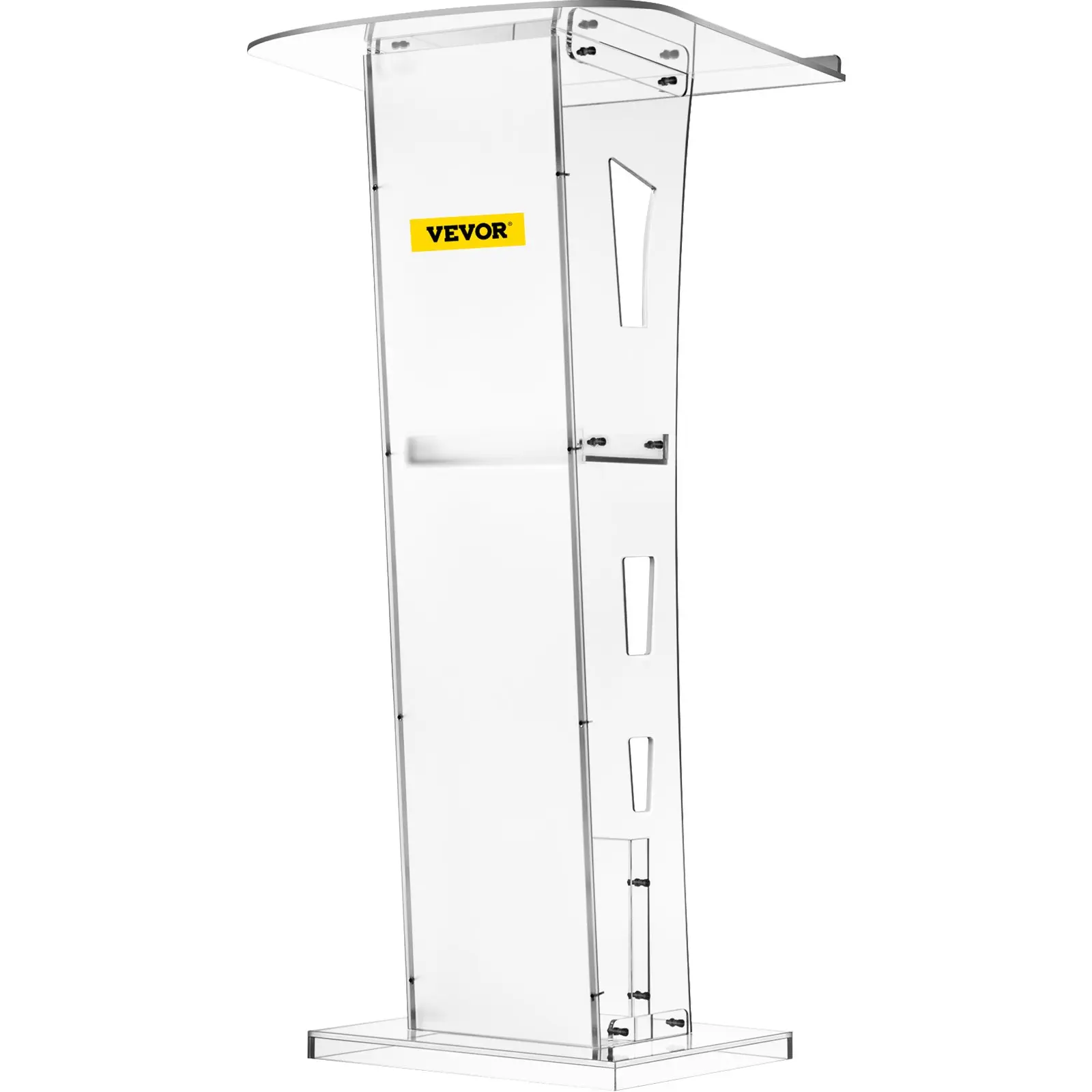 VEVOR Rectangular Acrylic Podium - 45 in Tall Height Modern Indoor Furniture, 26.8x15 in Tabletop, 8 mm Thick Acrylic Board, Plexiglass Pulpit for Churches, Lectures